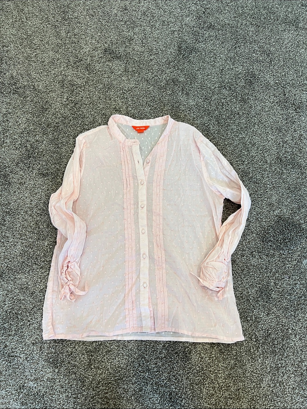 Joe Fresh Pale Pink Semi-Sheer Button-Up Blouse
